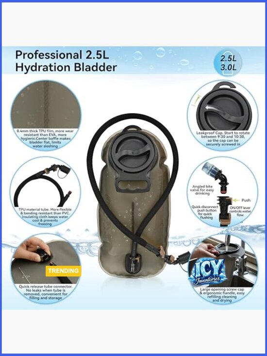 Lightweight Hydration Backpack with Vest Style Straps & 2.5L Water Bladder main image 4